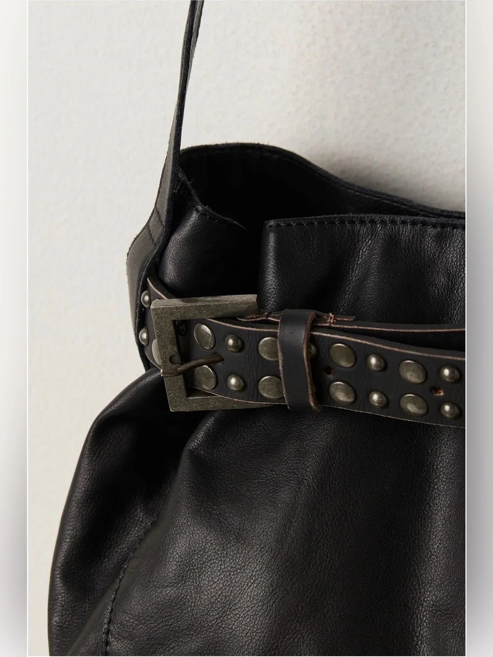 BRAND NEW- Free People Black Studded Leather Shoulder Bag - Picture 4 of 16